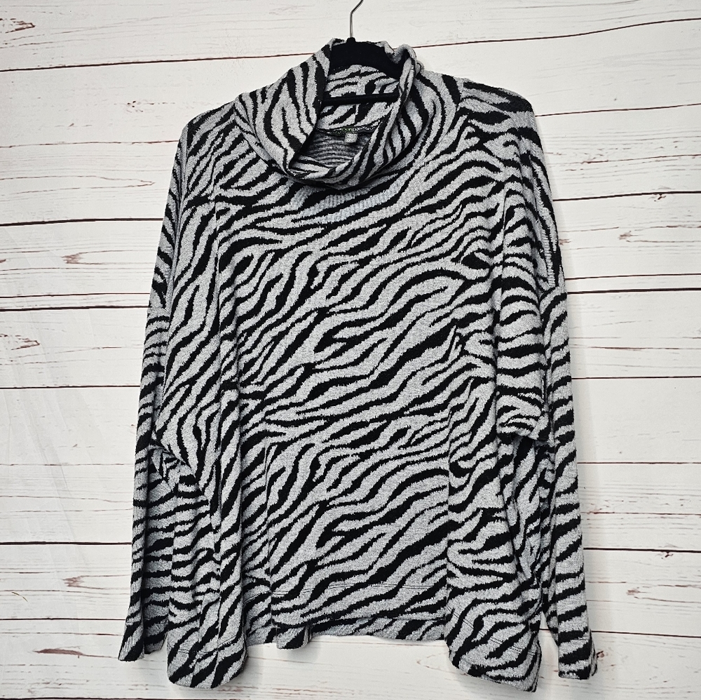 Shannon Passero Zebra Print Cowl Neck Top